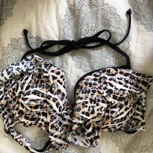 VS frill swimsuit top- cheetah